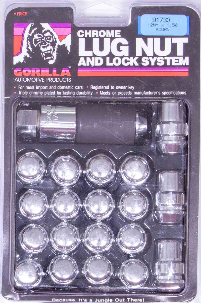 Gorilla 91783 Automotive Acorn Bulge Chrome Lug Nut and Lock System (1/2" Thread Size) ( Packaging May Vary )