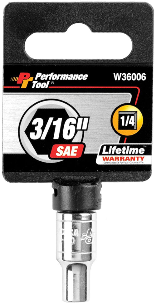 1/4 Drive Performance Tool W36006 Chrome 6-Point Socket, 3/16