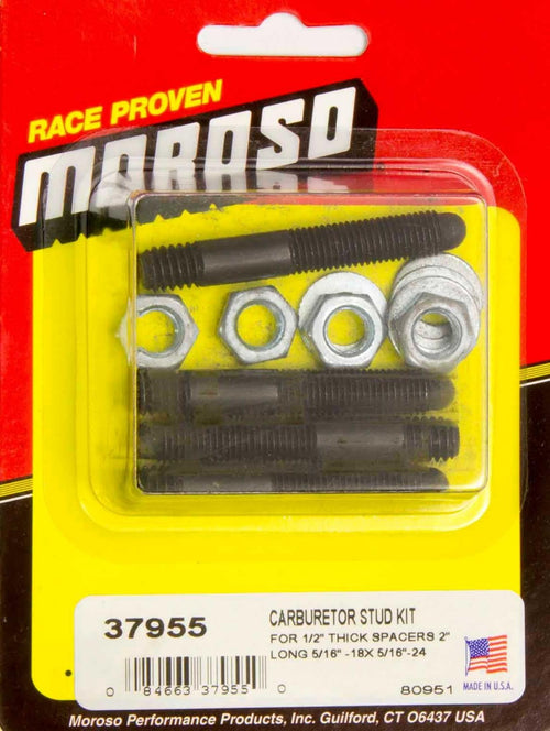 Carburetor Stud Kit Moroso 37955 for 1/2" Thick Spacer