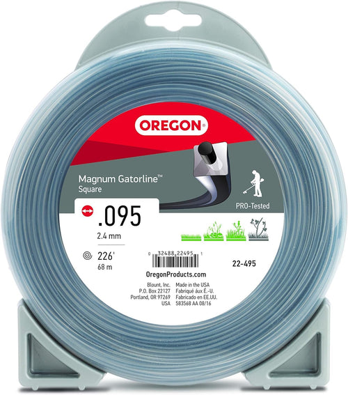 Oregon Gatorline Magnum 095 Trimmer Line Heavy Duty, Professional Square Weed Wacker String for Gas and Electric Grass Trimmer and Brushcutters, Fits Most Standard Models 0.95" x 226-Foot (22-495)