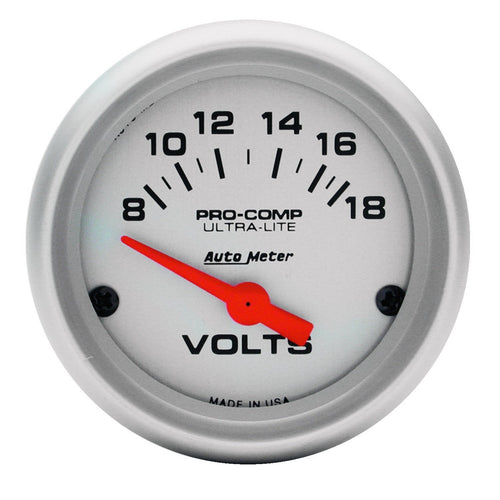 Auto Meter Ultra-Lite 4391 Electric Voltmeter Gauge, Regular, 2.3125 in.