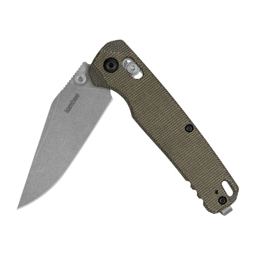 Kershaw Pocket Knife Bel Air, Olive Design, 3.05 Inch Stainless Steel Clip Point Blade, EDC with Assisted Opening, Reversible Carry, USA Made, Everyday Carry Pocket Knife for Men and Women