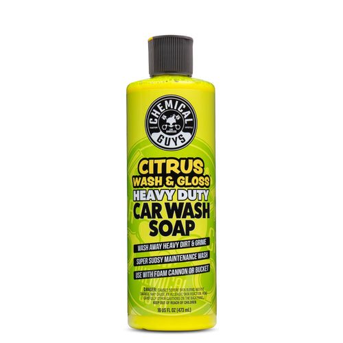 Chemical Guys Foaming Citrus Wash & Gloss Car Wash Soap - High Suds Formula Foam Cannon Soap for Bucket Washes, or Foam Blasters - Safe on Paint, Clear Coat, and Wax, Citrus Scent - 16 oz