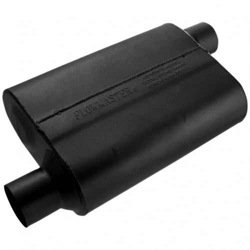 40 Series Flowmaster Original Chambered Muffler – 2.50” Offset In / 2.50” Offset Out – Aggressive Sound – 16-Gauge Aluminized Steel – For Muscle Cars, Street Rods, Trucks, SUVs & Strip Builds (42543)