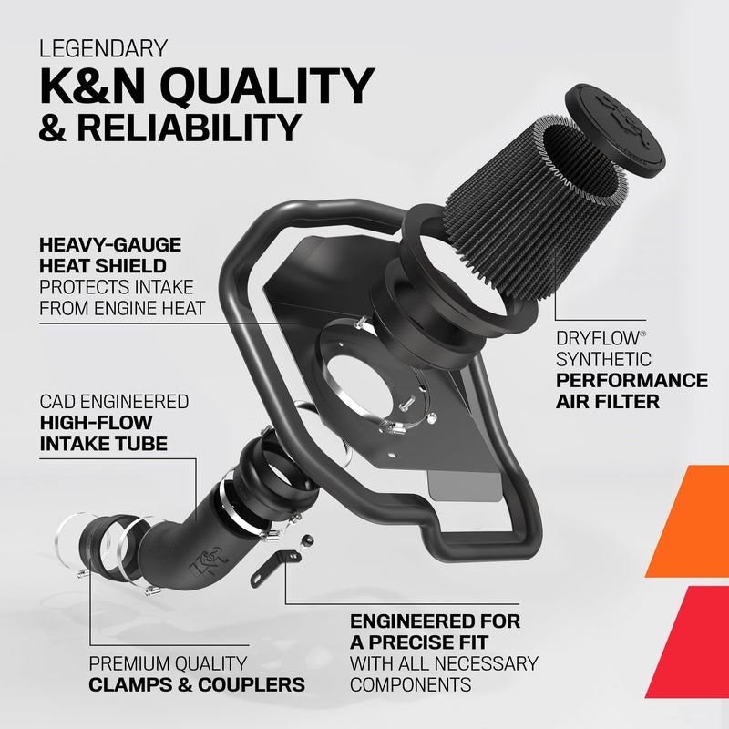 Cold Air Intake System K&N: Dry-Flow Air Filter, Increase Performance & Towing: Compatible with 2015-2020 Ford: F150, 30-2591