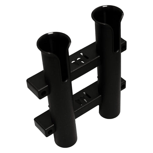 2 in 1 T-H Marine Fishing Rod Holder | Molded Rod Rack with Storage Slots for Knife, Pliers & Lures - Black