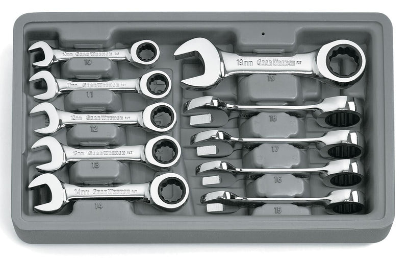STUBBY GEARWRENCH SET METRIC 10PC