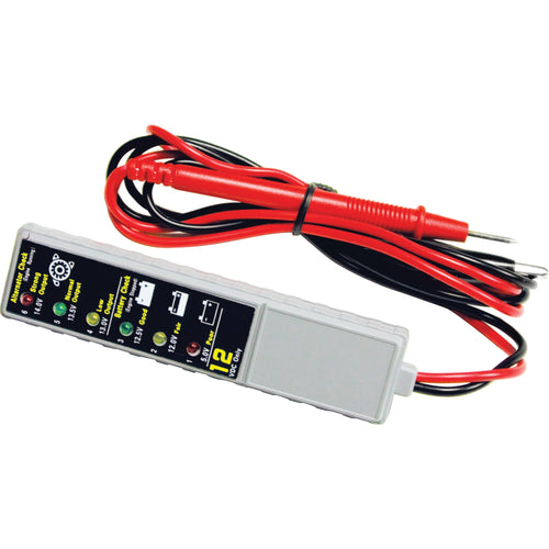 12V Performance Tool W2980 Battery and Alternator Tester with Easy-to-Read LED Lights for State of Charge and Output Level Detection
