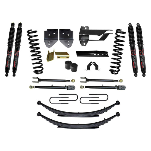 Skyjacker Suspension Lift Kit F174524KS-B w/Shock 4 in. Lift Incl. Front Coil Springs Rear Leaf Springs Adjustable 4-Links Black MAX 8500 Shocks