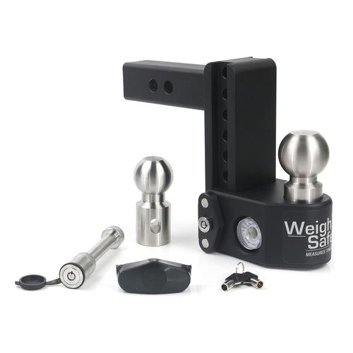 Weigh Safe Drop Hitch Steel - Adjustable Trailer Hitch with Ball Mount - Designed for 2" Receivers - Includes 2 Tow Balls - 6" Drop, 15,000 GTW, 2-Piece Lock Set