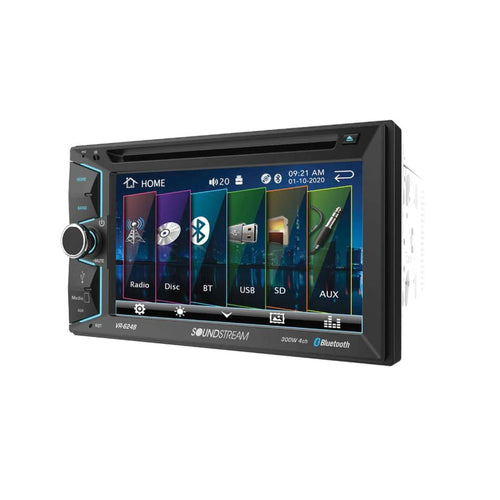 Bluetooth Soundstream VR-624B in-Dash Double DIN DVD/CD/AM/FM Car Stereo Receiver with 6" Screen