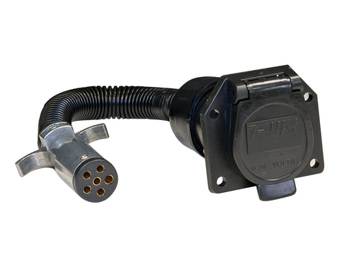 6-Way Round Buyers Products to 7-Way Flat RV Adapter with 8 Inch Prewired Cable