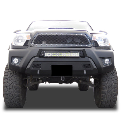 Heavy Duty Black Horse Armour III Front Winch Bumper Kit & Winch Textured Black Compatible with 2012-2015 Toyota Tacoma-AR3HD61-W12