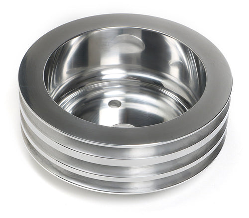 Polished Aluminum Trans-Dapt 6058 3-Groove Crankshaft Pulley