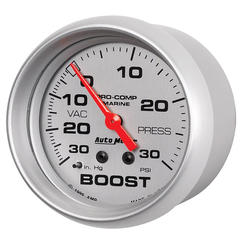 AutoMeter Vac/Boost Gauge, 2 5/8", 30Inhg-30Psi, Mechanical, Marine (200775-33), Multi