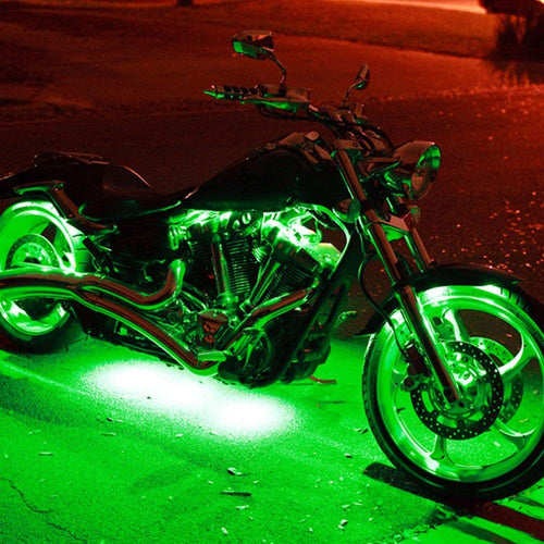 XKGLOW Green XK034002-G - 10xPod + 4x8 Strips Single Color LED Accent Light Motorcycle Kit