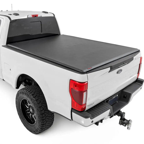Rough Country Soft Roll-Up Truck Bed Cover for F-250 & F-350 Ford Super Duty (2017-2025) – Fits 6'10 Bed, Low-Profile All-Weather Tonneau Cover