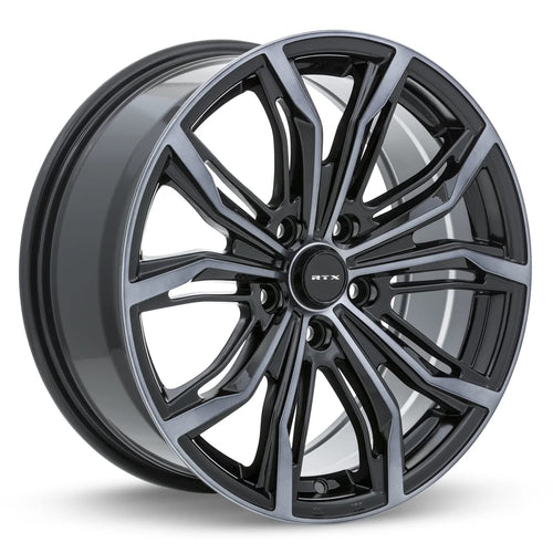 Custom RTX BLACK WIDOW Wheel - 16x7, 40 Offset, 5x114.3 Bolt Pattern, 73.1mm Hub - Black with Machined Gray Face Rim