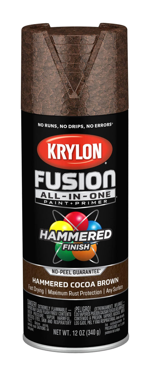 Krylon All-In-One Adhesive Hammered Finish Spray Paint for Indoor/Outdoor Use, 12 oz, Cocoa Brown