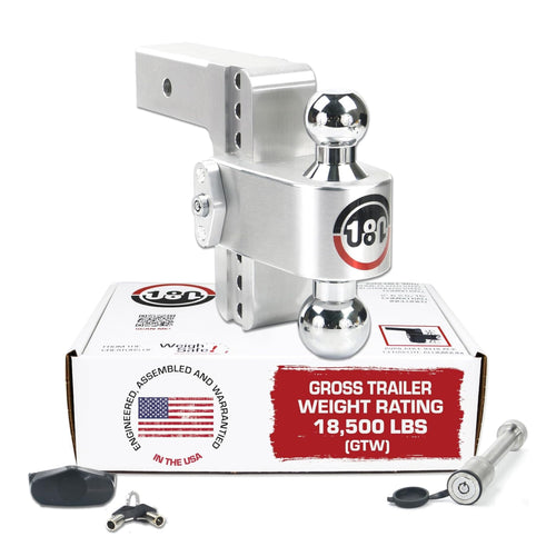 Weigh Safe Adjustable Hitch Trailer Ball Mount, 6" Adjustable Drop Hitch for 2.5" Receiver w/ 2 pc Keyed Alike Lock Set, Heavy Duty Aluminum Trailer Tow Hitch w/ Chrome Plated Tow Balls, 18,500 GTW