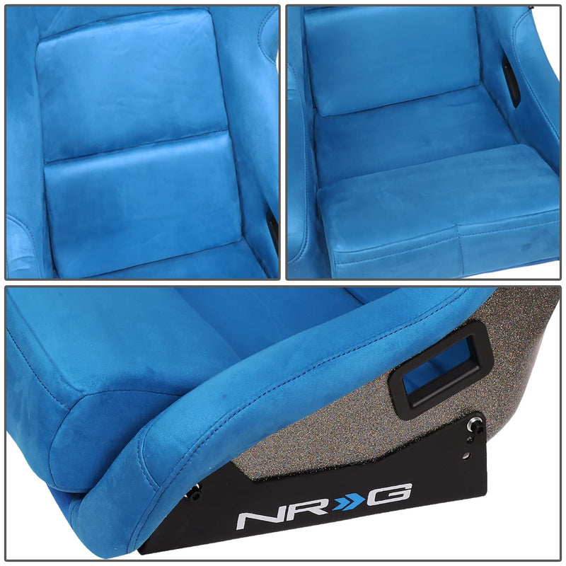 NRG Innovations Universal NRG-FRP-302BL-ULTRA Fixed Back Bucket Racing Seat for 6-Point Harnesses, Size L, Blue Seat Cover, 24" W X 36" H X 18" D
