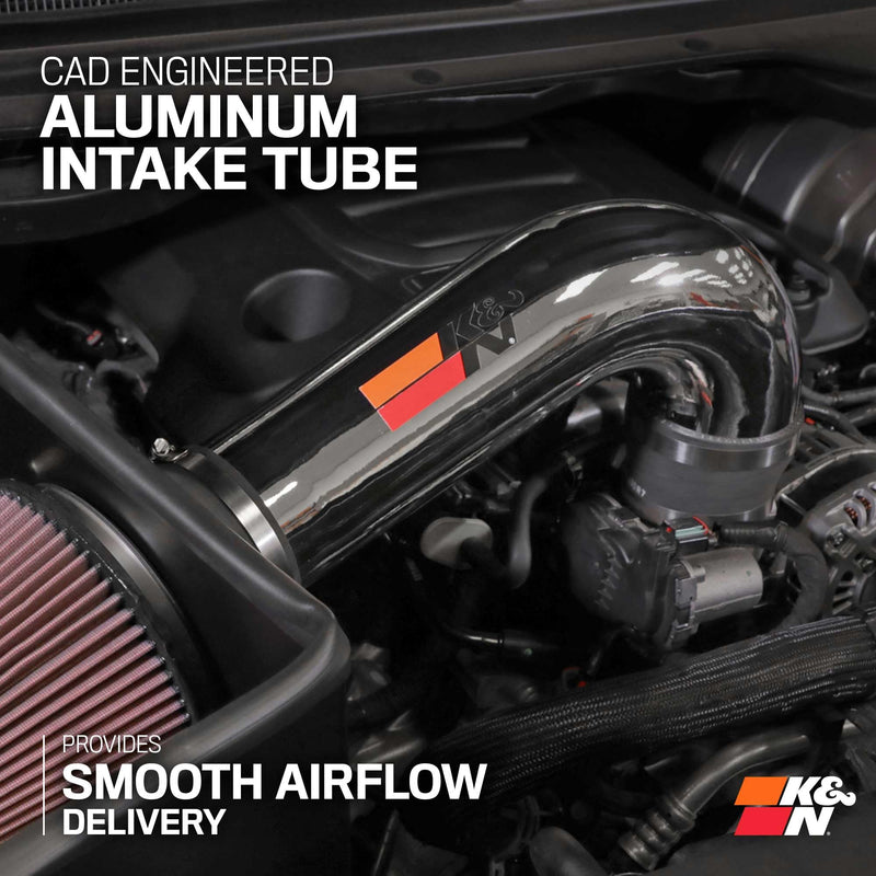 Cold Air Intake System K&N: High-Flow Air Filter, Increase Performance & Towing: Compatible with 2019-2024 RAM 1500, 77-1578KP