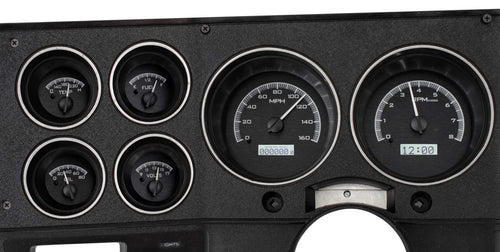 Dakota Digital VHX Analog Dash Gauges 73 - 87 Chevy GMC Pickup Truck Black Alloy White VHX-73C-PU-K-W