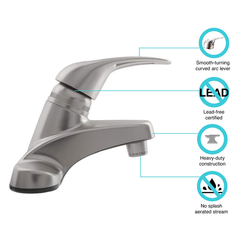 Dura Faucet RV DF-PL100-SN Single Lever Bathroom Faucet (Brushed Satin Nickel Plating Over ABS Plastic)