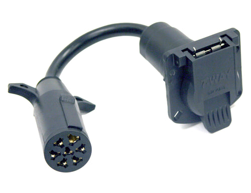 7-Way Flat to Buyers Products 7-Way Round Trailer Connector Adapter - Prewired 3 Inch Connection