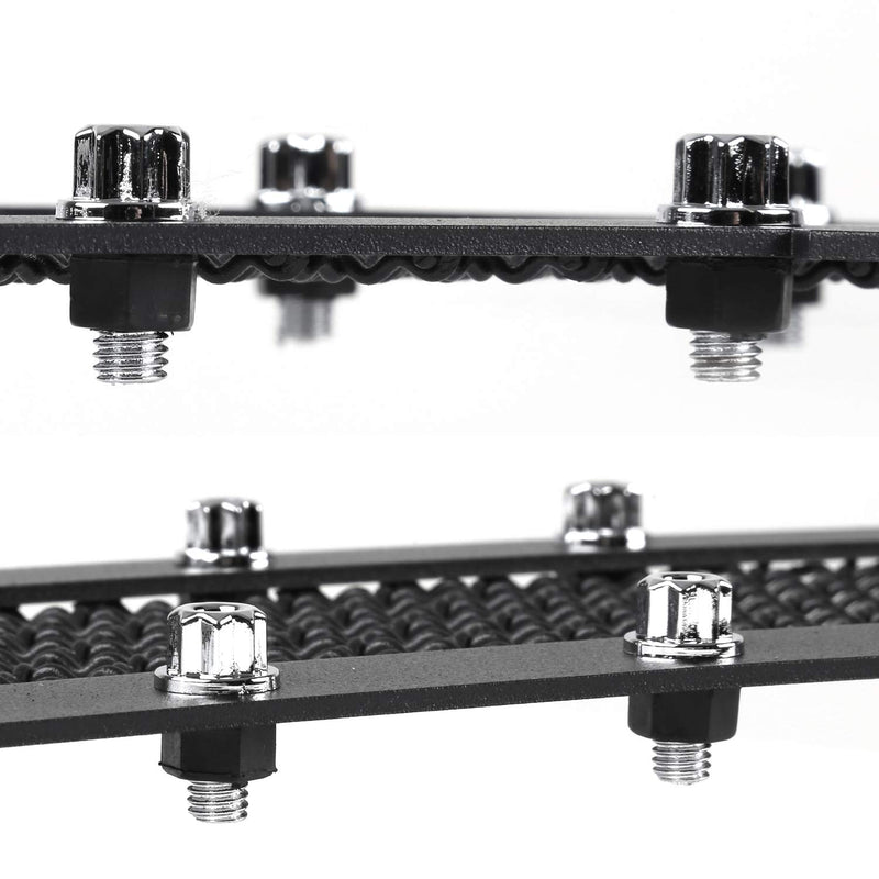 Spec-D Tuning Black Rivet Style Studded S/S Hood Grille Insert 2PCs Compatible with Chevy Silverado 1500 2016-2018