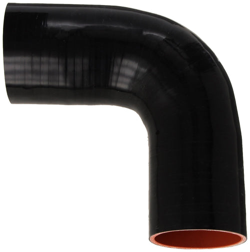 HPS Silicone High Temperature HTSER90-300-325-BLK 4-ply Reinforced 90 degree Elbow Reducer Coupler Hose, 30 PSI Maximum Pressure, 4" Leg Length on each side, 3" > 3-1/4" ID, Black