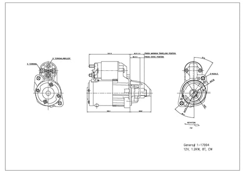 Starter Motor TYC 1-17994 Compatible with 2007-2012 Dodge Caliber