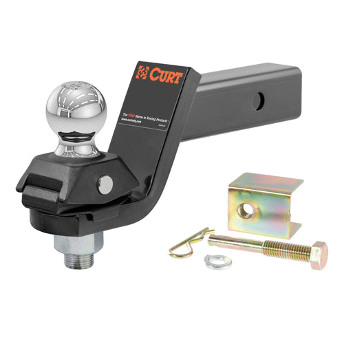 CURT RockerBall 45143 Cushion Hitch Ball Mount, 7,500 lbs 2-Inch Diameter, 2-in Shank, 3" Drop, Anti-Rattle Pin