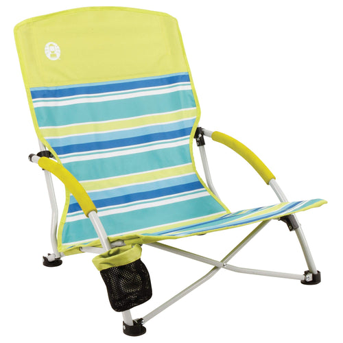 Coleman Lightweight Utopia Breeze Beach Chair with Cup Holder, Comfortable Portable Outdoor Chair, Supports up to 250lbs, Great for Beach & Yard with Carry Bag