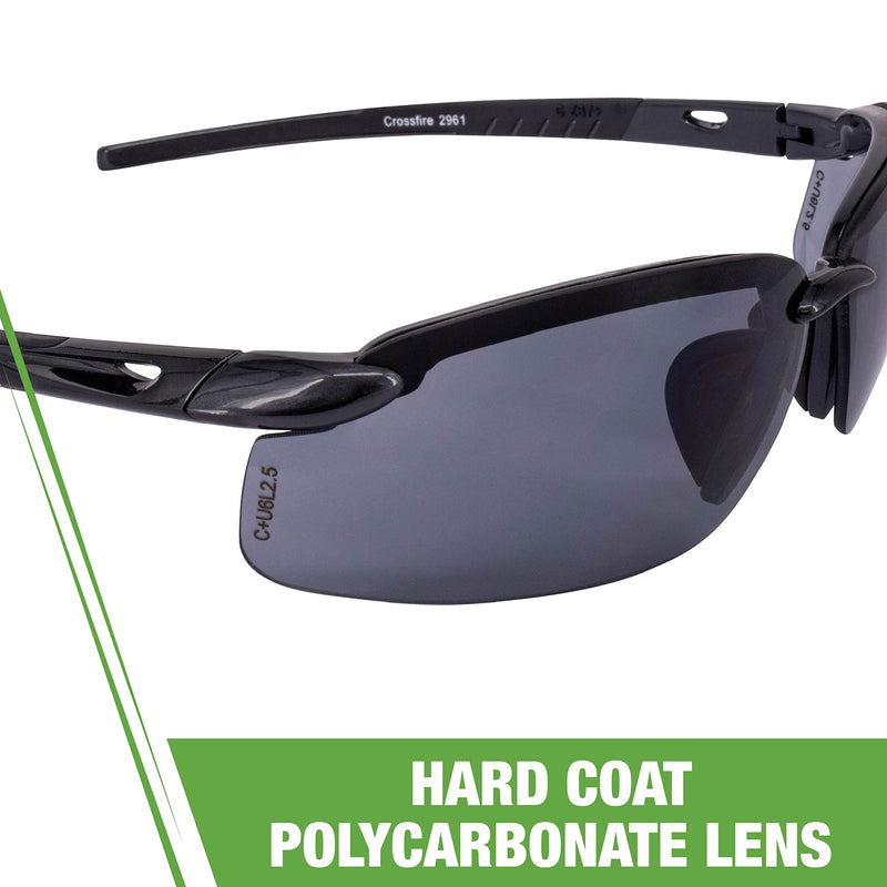 Safety Glasses Crossfire 2961, Smoke Lens/Pearl Black Frame, One Size