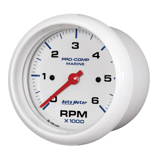 AutoMeter Gauge, Auto METER Tachometer, 3 3/8", 6K RPM, Marine White (200752)