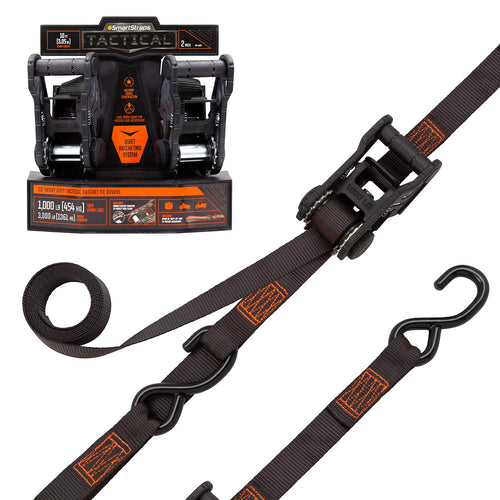 10’ SmartStraps Tactical Ratchet Straps, 2 Pack — Heavy Duty Tie-Down Straps — 3,000lb Break Strength, 1,500lb Safe Work Load — Haul Dirt Bikes, ATVs, and Mowers