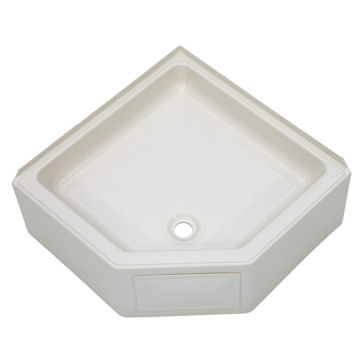 27" x 27" Lippert Replacement Parchment Corner Shower Pan with Center Drain for RVs, Travel Trailers, 5th Wheels, and Motorhomes - 298087