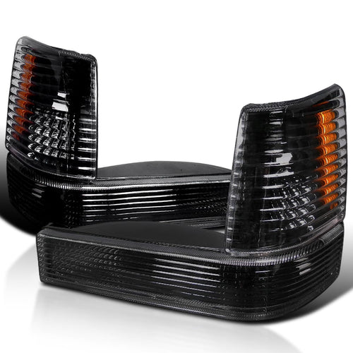Spec-D Tuning Bumper & Corner Lamps Euro Black for 1993-1996 Jeep Grand Cherokee Left + Right Pair