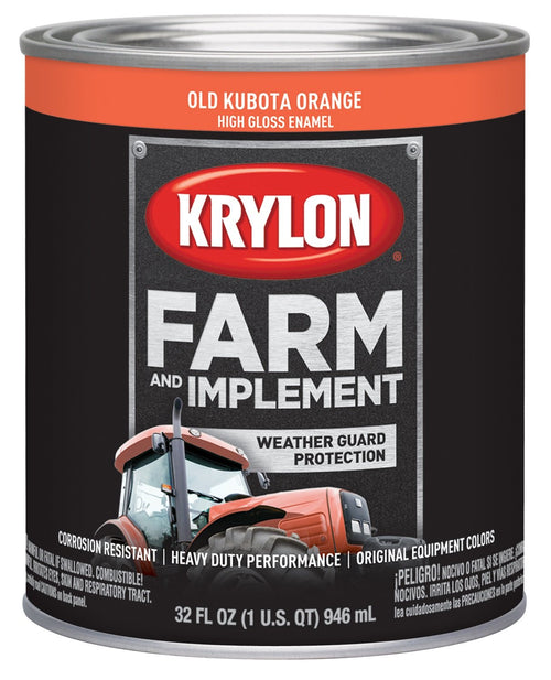 Krylon® 2033 High Gloss Farm & Implement Brush, Old Kubota Orange, 1 Quart Architectural Paints