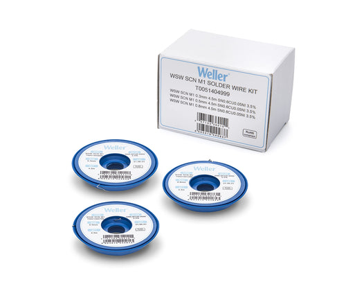 Weller M1 WSW SCN (T0051404999) Lead Free Solder Wire, Dia: 0.3; 0.5; 0.8 mm / 0.012; 0.020; 0.031 in, Wt: 21 g / 0.740 oz, Alloy Sn99.3Cu0.6Ni0.05, Flux content 3.5%