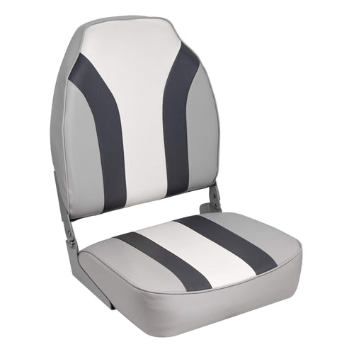 Classic Stripe Wise High Back Boat Seat, Grey-Charcoal-Navy 8WD1062LS-975
