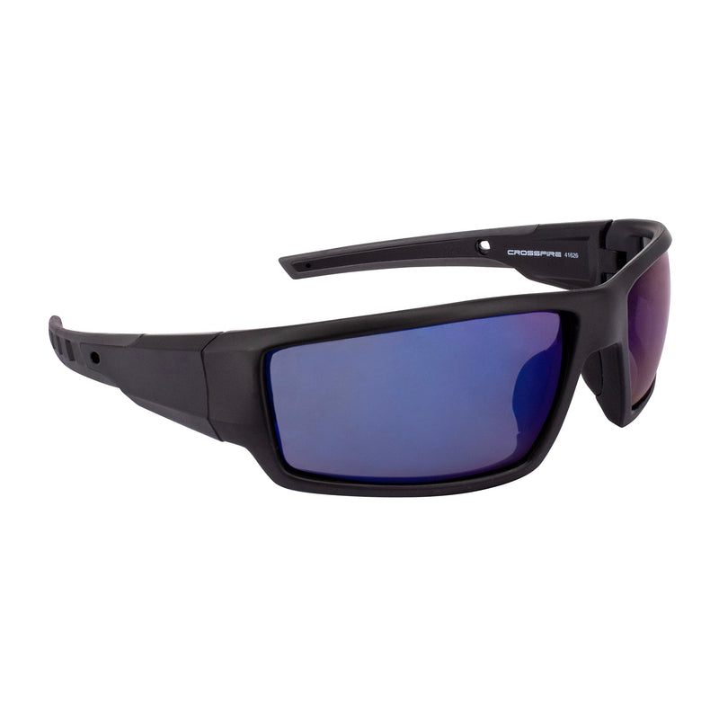 Cumulus Mirror Lens Blue and Matte Black Frame Safety Glasses