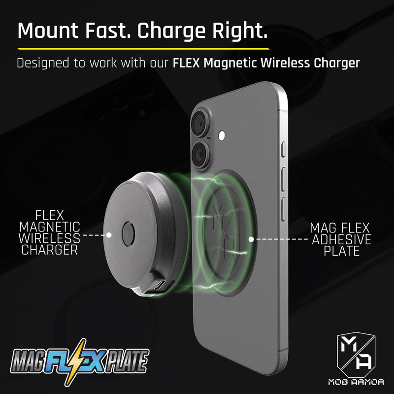 Mob Armor Flex Plate Magnet - Magnetic Phone Mount for iPhone, Android, Wireless Charging Compatible- 2mm Thick Rubber Magnetic Plate -