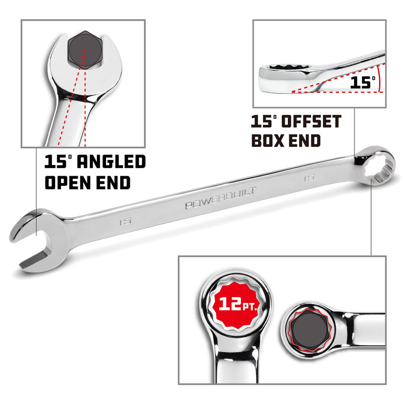 640437 Powerbuilt Metric Long Pattern Combination Wrench, 7-Piece