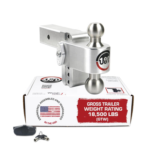 Weigh Safe Adjustable Trailer Hitch Ball Mount - Adjustable 4" Drop Hitch for 2.5" Receiver - Premium Heavy Duty Aluminum Trailer Tow Hitch w/ Stainless Steel Tow Balls (2" & 2 5/16") - 18,500 lbs GTW