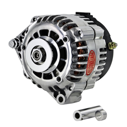 Alternator Polish Powermaster 8-68529-116 (165A 1V Pulley Side Bat Post with Spacers 1 Wire)