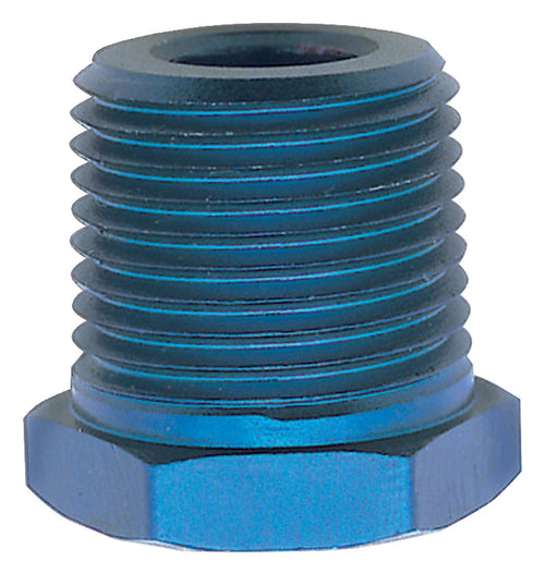 Blue Anodized Edelbrock/Russell 661580 Aluminum 1/2" Male to 3/8" Female Pipe Bushing Reducer