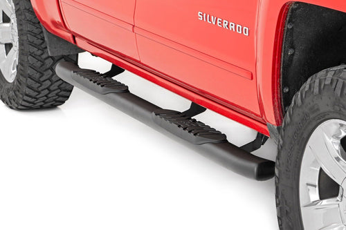 Rough Country Nerf Steps Oval for Chevy Silverado & GMC Sierra 1500/2500HD/3500HD (2007-2018) Crew Cab - OEM Style Rails with Built-in Side Steps
