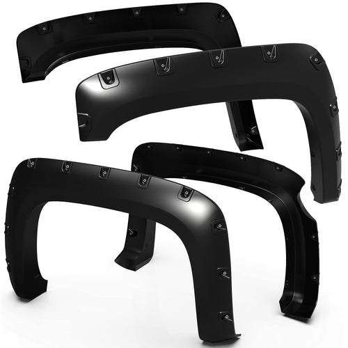 Tyger Auto Fender Flare 2007-2013 Compatible with Chevy Silverado 1500 2500 3500HD (NOT FIT 2007 Classic) 5.8' Bed, Smooth Textured Black Paintable Bolt-Riveted Style 4pc | TG-FF8C4108